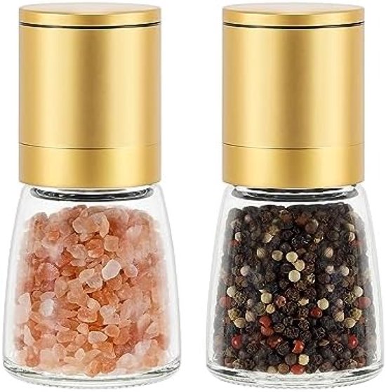 WMF Trend molenset, 2-delig, zout- en pepermolen, ongevuld, glazen container, keramische maalwerk, molen voor zout, peper, specerijen, grijs