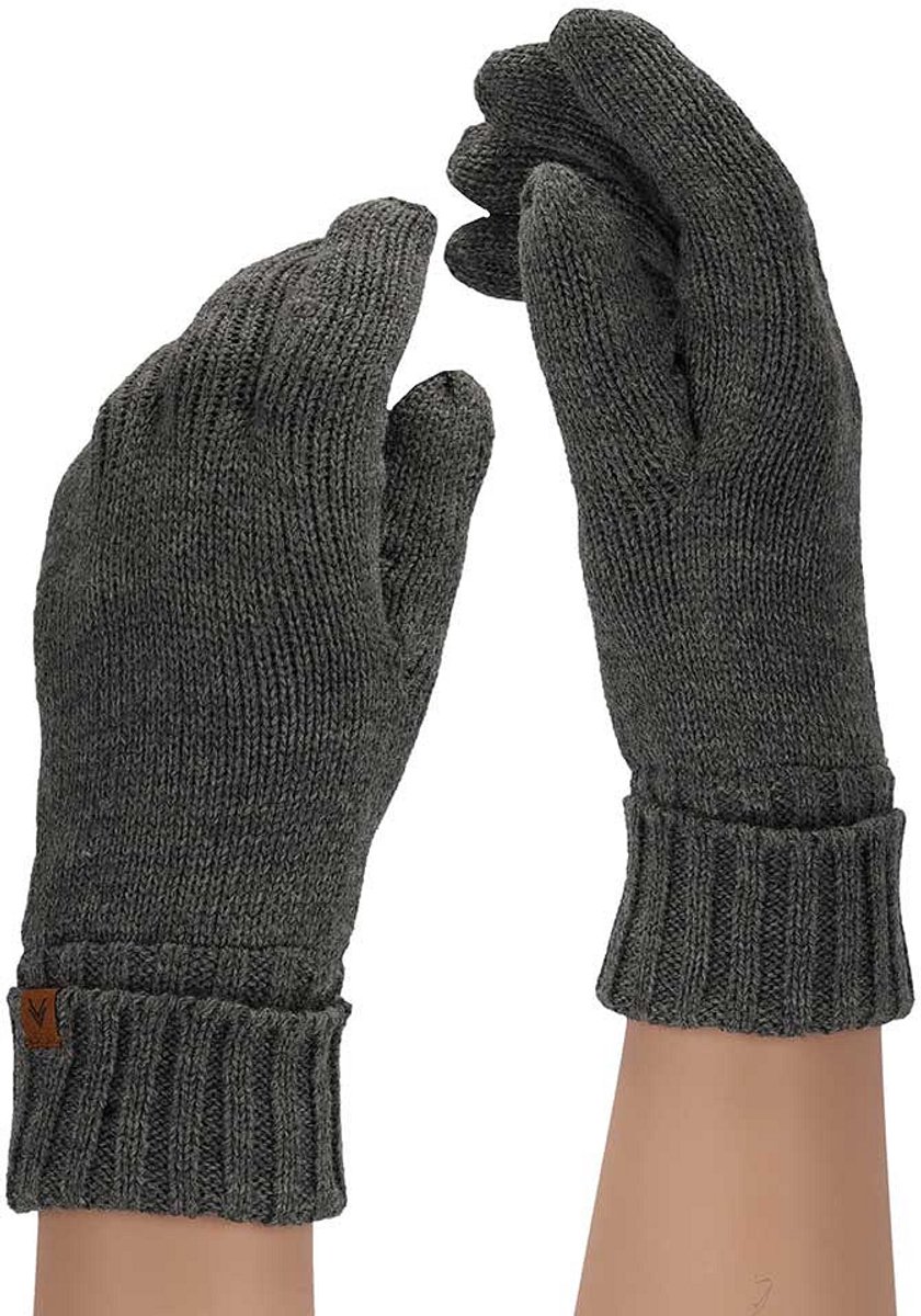 Morethansocks Handschoenen heren t/m XL Gebreide handschoenen Handschoenen winter Grijs