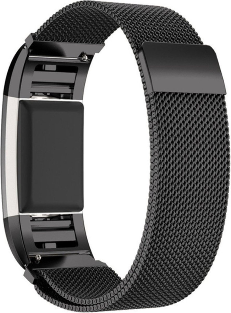 Go Go Gadget - Milanese band - Magneetsluiting - Geschikt voor Fitbit Charge 2 - Large - Zwart