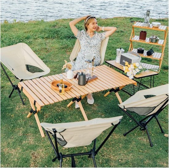 SMH LINE® Campingstoel - Strandstoel - 120kg - Campingstoel opvouwbaar - Vouwstoel - Visstoel - Beige — afbeelding 5