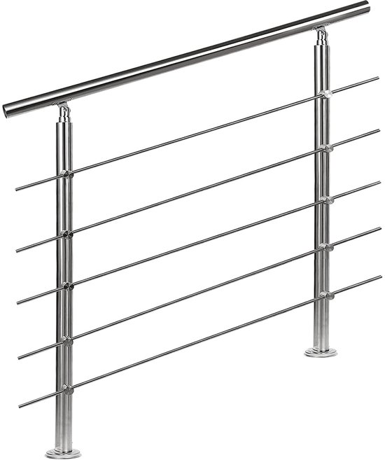 Lospitch Roestvrijstalen leuning, reling voor balkon, balustrade, trappen, met/zonder dwarsliggers (150 cm, 4 dwarsliggers