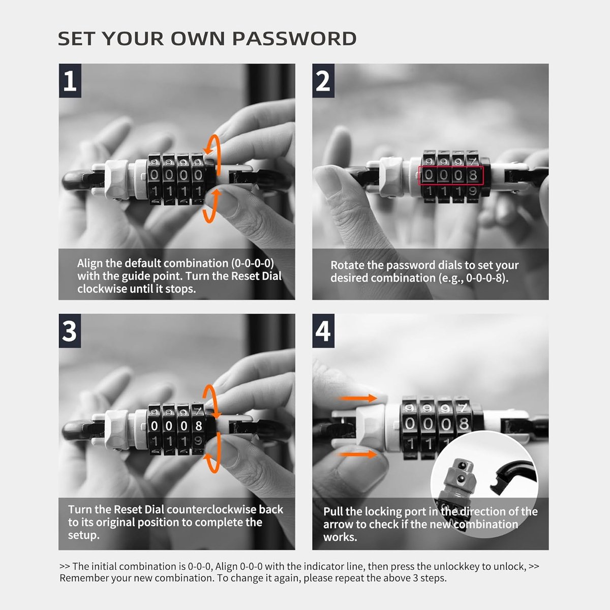 Vergrendelbare Grote Karabijnhaak met Combinatieslot voor - afbeelding 3