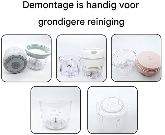 Elektrische knoflookhakker en vleesmolen, groentehakker voor in de keuken，Multi-hakker, USB-oplaadbaar voor babyvoeding, knoflook — afbeelding 5