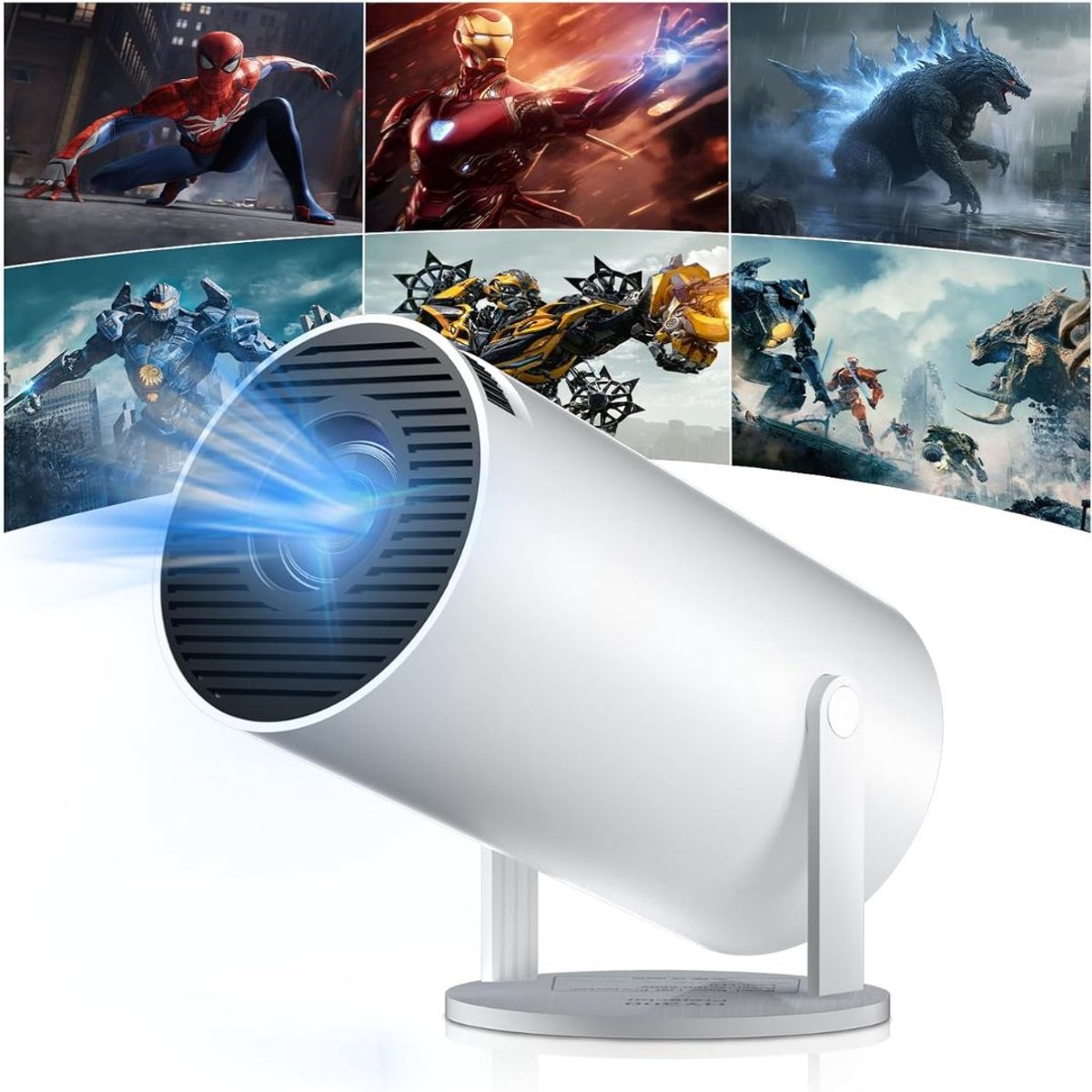 SNJY® Mini Beamer - Mini Projector - Beamer 4k - 180° Draaibaar - Wit