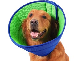 Zachte Honden Beschermkraag – Verstelbare Herstelkegel voor Honden en Katten na Operatie – Comfortabele Anti-Lik Kraag met Ademend Netstof en Klittenbandsluiting – Voorkomt Bijten, Likken en Krabben – L
