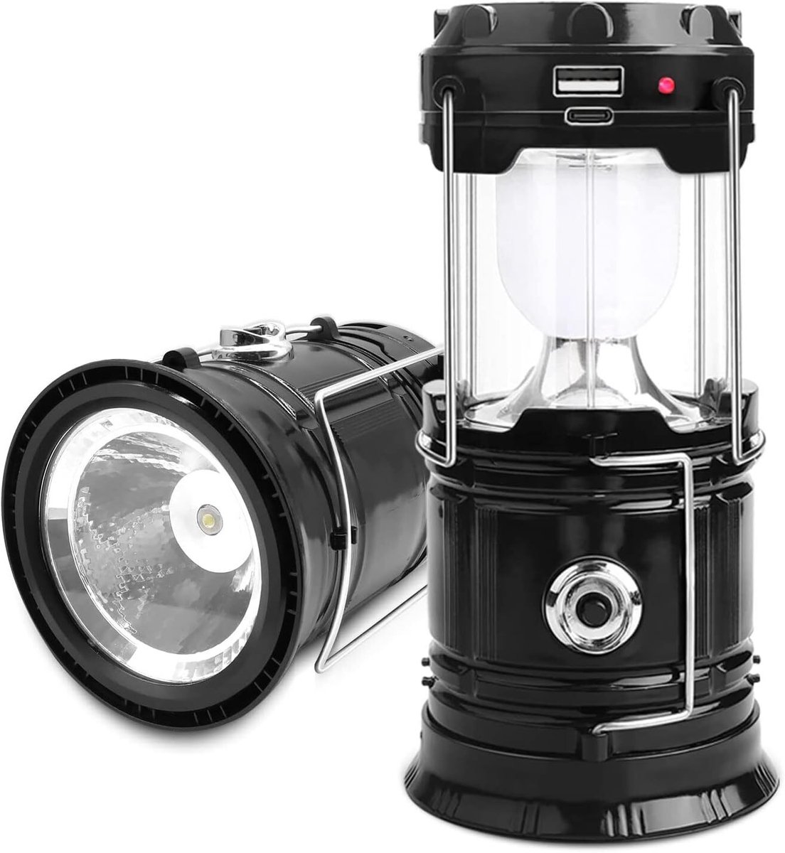 Home & Marker - 2 Stuks - Solar Campinglamp - LED Zaklamp - Oplaadbaar - USB & Zonne-energie - Waterdicht IP65 - CAMPGLO