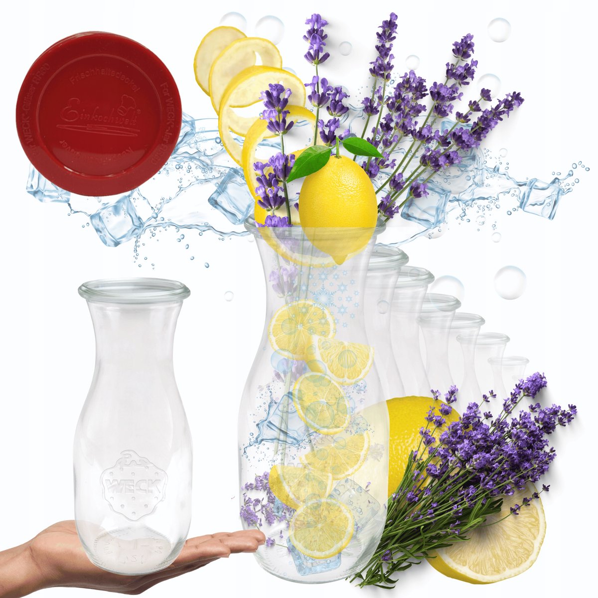 Weck Karaf 1062ml met Siliconen Deksel - Set van 6