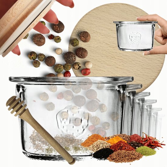 Weck Potten 80ml met Houten Deksel & Lepel - Set van 6