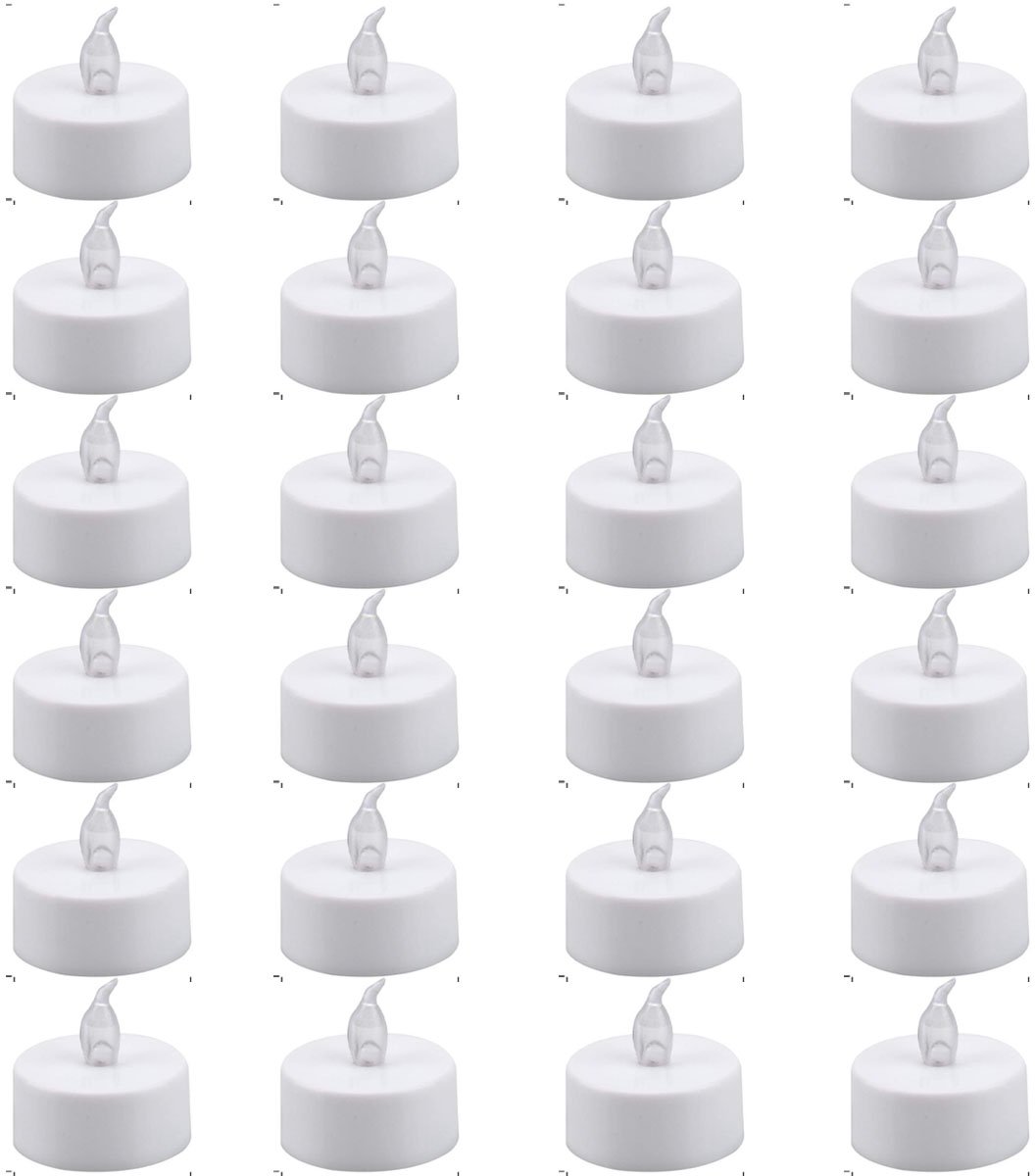 EXCITAT LED-theelichtjes - Vlamloze realistische elektrische kaarsen - Warm wit licht - Geweldig voor bruiloften, feesten, feestdagen, woonaccessoires - 24 stuks - Wit