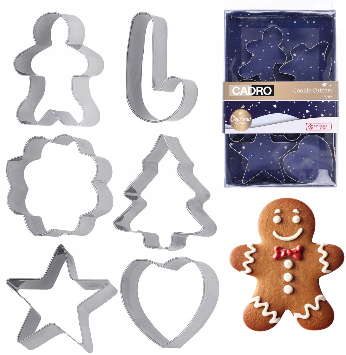Kerstkoekjes uitsteekvormpjes metaal 8 cm 6 st