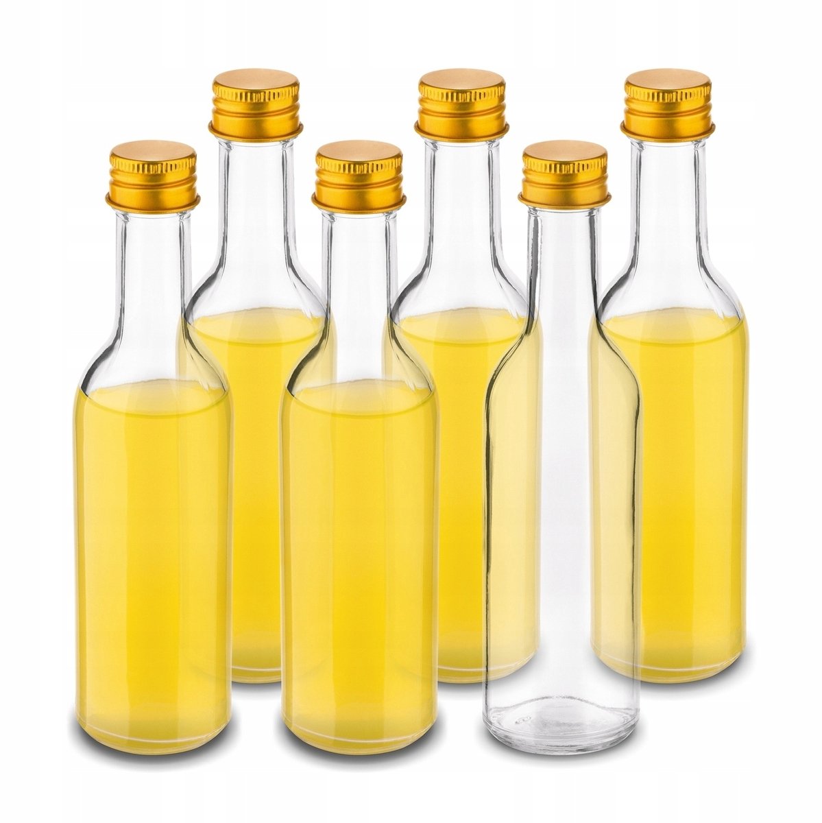 Glazen Flesjes voor Dranken en Oliën - 6x100ml met Gouden Dop