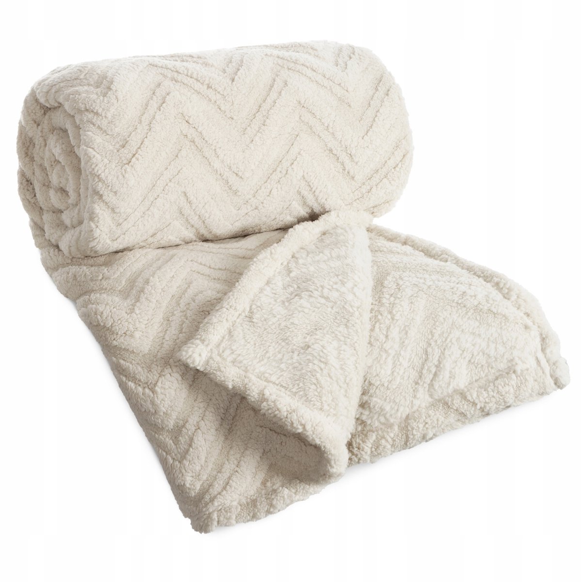 Zacht Pluche Plaid 200x220cm Visgraat Beige - Extra Dik