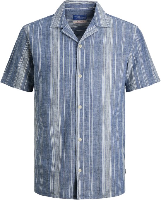 Jack & Jones Overhemd Jprblusummer Lin. Blen Dobby Ss Shi 12291964 Ashley Blue/regular Fit Mannen Maat - XL