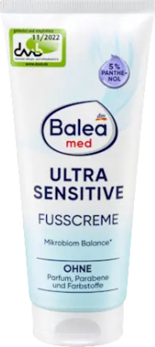 Balea Med Voetcrème - Ultra Sensitive Dode Zee | 1x 100 ml - Met 5% panthenol | Zonder parfum, parabenen en kleurstoffen