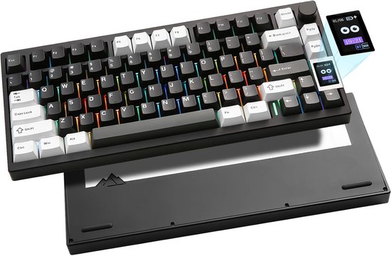 Yunzii AL80 - Zwart - Aluminium Mechanisch Draadloos Toetsenbord - 75% - Qwerty - Gaming Keyboard - RGB Lichten - Cacao Cream V2 Switch