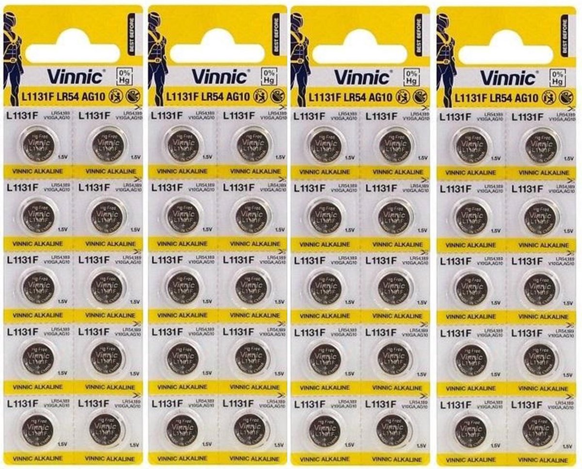 Vinnic AG10 LR54 Alkaline Knoopcel Batterij 40 Stuks
