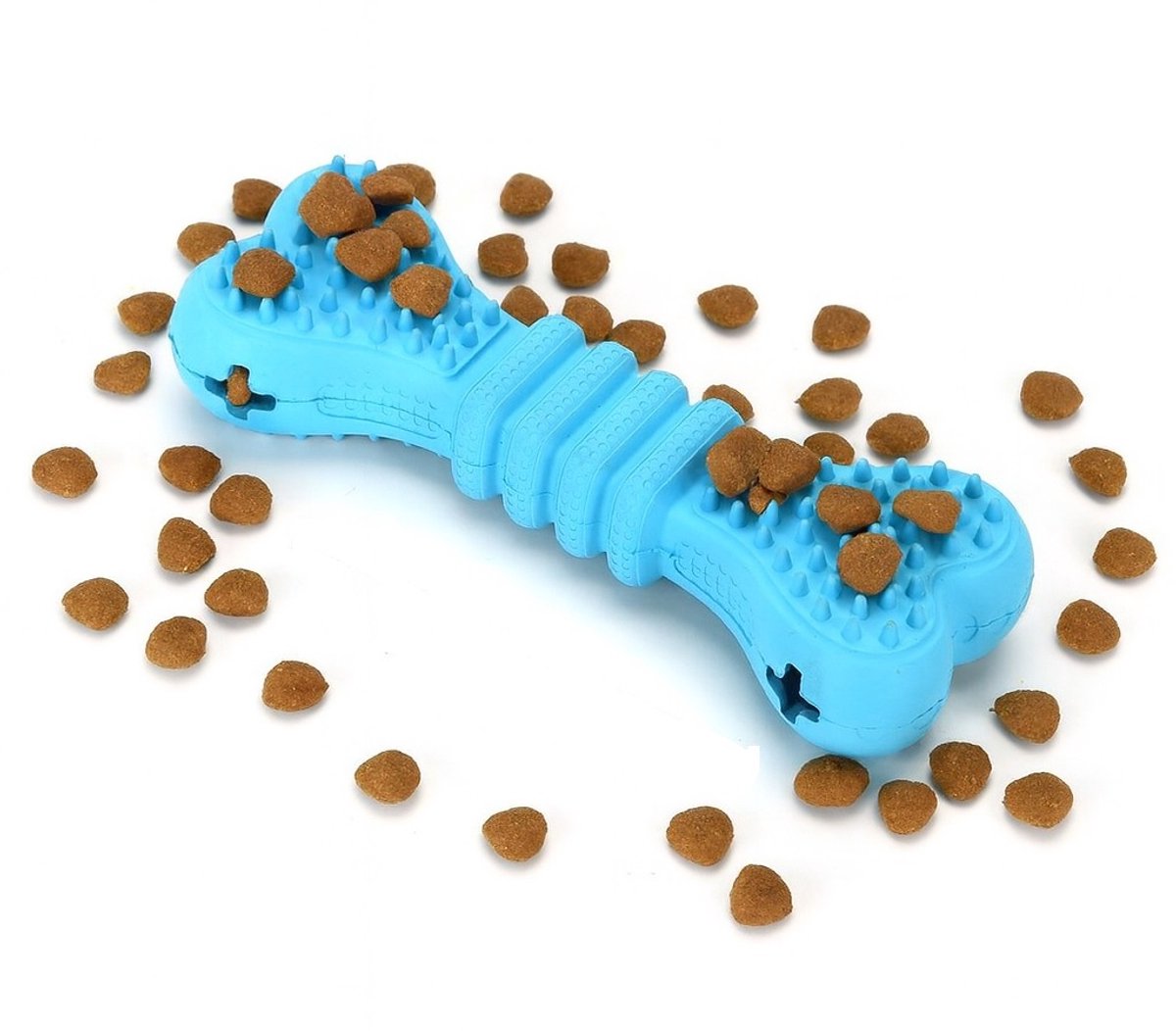Nobleza Hondenspeelgoed - Snackbot voor Honden - Snackhouder - Kauwspeelgoed - Rubber - 15 cm - Blauw
