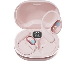 Open Ear Oordopjes - Draadloze Bluetooth 5.4 Sport Oordopjes - Met Digitale Display en 50Uur Speeltijd - Voor Fietsen en Hardlopen - Sportoordopjes - Roze