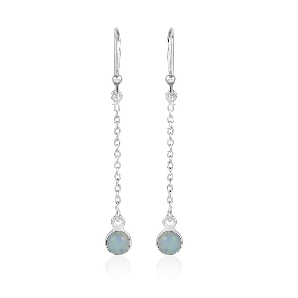 SilverGems Zilveren oorhangers met Regenboog Maansteen edelstenen