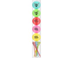 Golfballen Gift Set 5 Ballen Merry Christmas-Happy Newyear Gekleurd Inclusief Tees