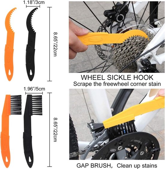 OIMG 10-delige - Professioneel Fiets Schoonmaak Set - Multifunctioneel Kettingreiniger Fiets - Ketting Schoonmaken - Kettingborstel - Fietsketting Reiniger - Cycling Bike Cleaning - Fietsreiniging set - Borstel - Ideaal voor Fiets /berg /weg van Merkloos — afbeelding 5