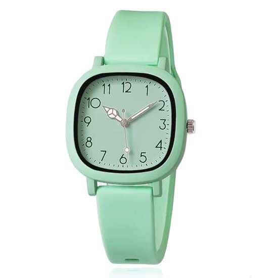Montre LGT vert menthe – bracelet en silicone confortable et boîtier carré soft