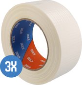 DULA Ruban adhésif - Wit - 50mm x 50m - 3 Rouleaux Duck tape - Ruban de réparation