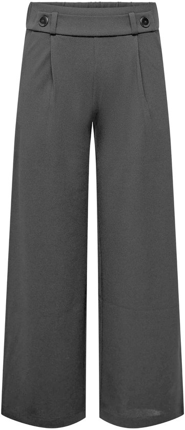 Grijze wijde broek met knoopdetails op de tailleband.