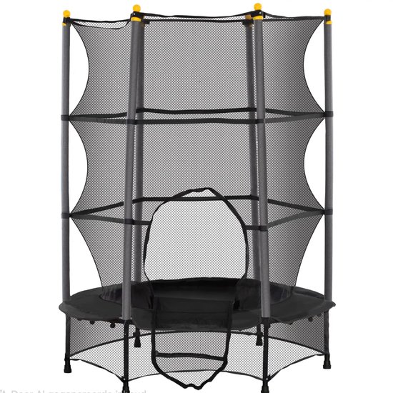 Kindertrampoline Ø108 cm met Veiligheidsnet – Voor Binnen & Buiten – Zonder Veren – Tot 50 kg – Stabiel Staal & Kunststof – Zwart