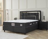 BSS Bedding Milano - Complete Boxspring - Boxspring - 140x200 - Boxspring met Opbergruimte - Bedden - Slaapkamerbed - 1 x Matras met Topper - 2 x Bedbox - 1 x Hoofdbord -Vlekbestendige & Gemakkelijk te Reinigen Stof
