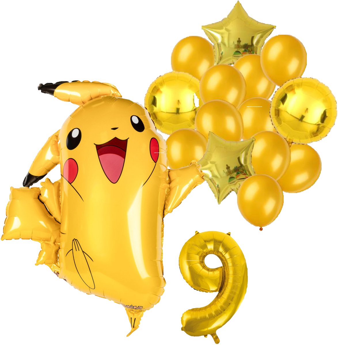 Pokemon ballon set - 62x78cm - Folie Ballon - Pokemon - Pikachu - Themafeest - 9 jaar - Verjaardag - Ballonnen - Versiering - Helium ballon