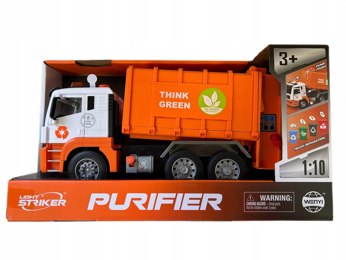 Oranje Vuilniswagen Speelgoed 1:10 met Licht en Geluid