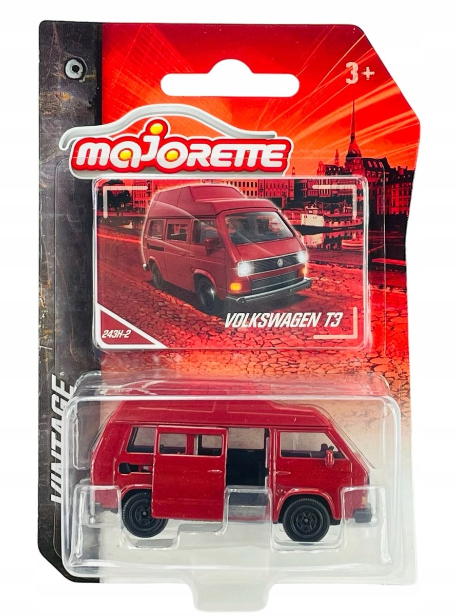 Majorette Vintage Volkswagen T3 Metaal Model Auto Rood 1:64