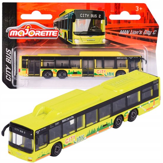 MAN Lion's City C Gele stadsbus speelgoed - Metaal 15cm