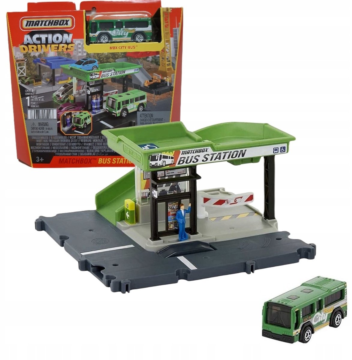 Matchbox Action Drivers Busstation Speelset met Autobus