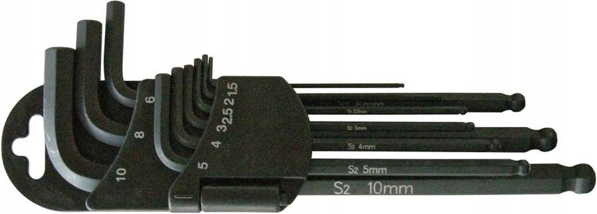 Inbussleutelset 1,5-10mm met kegelkop & magneet 9-dlg