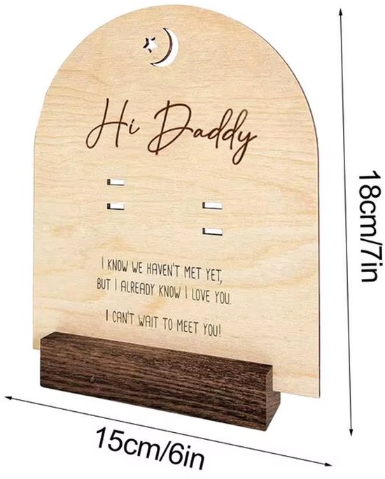 Houten zwangerschapsaankondigingsbord voor papa - “Hi Dad” baby verrassing, creatieve zwangerschap onthulling voor echtgenoot - cadeau aanstaande vader, baby aankondiging bord van "keekoon" — afbeelding 3
