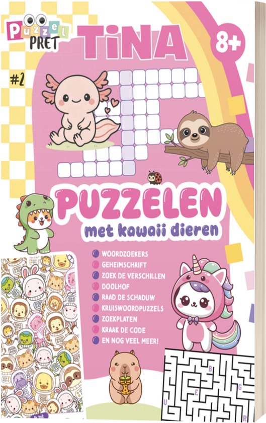 Tina Puzzelpret 2 - Puzzelboek - Puzzelboek Kinderen - Kawaii - Puzzelboeken - Sudoku Kinderen - Puzzelen - Puzzels - Puzzel - Puzzel boek - Speelgoed - Knutselen - DIY - Breinbreker - Meisje - Vakantieboek - Knutselen Meisjes - Winterboek - Raadsels
