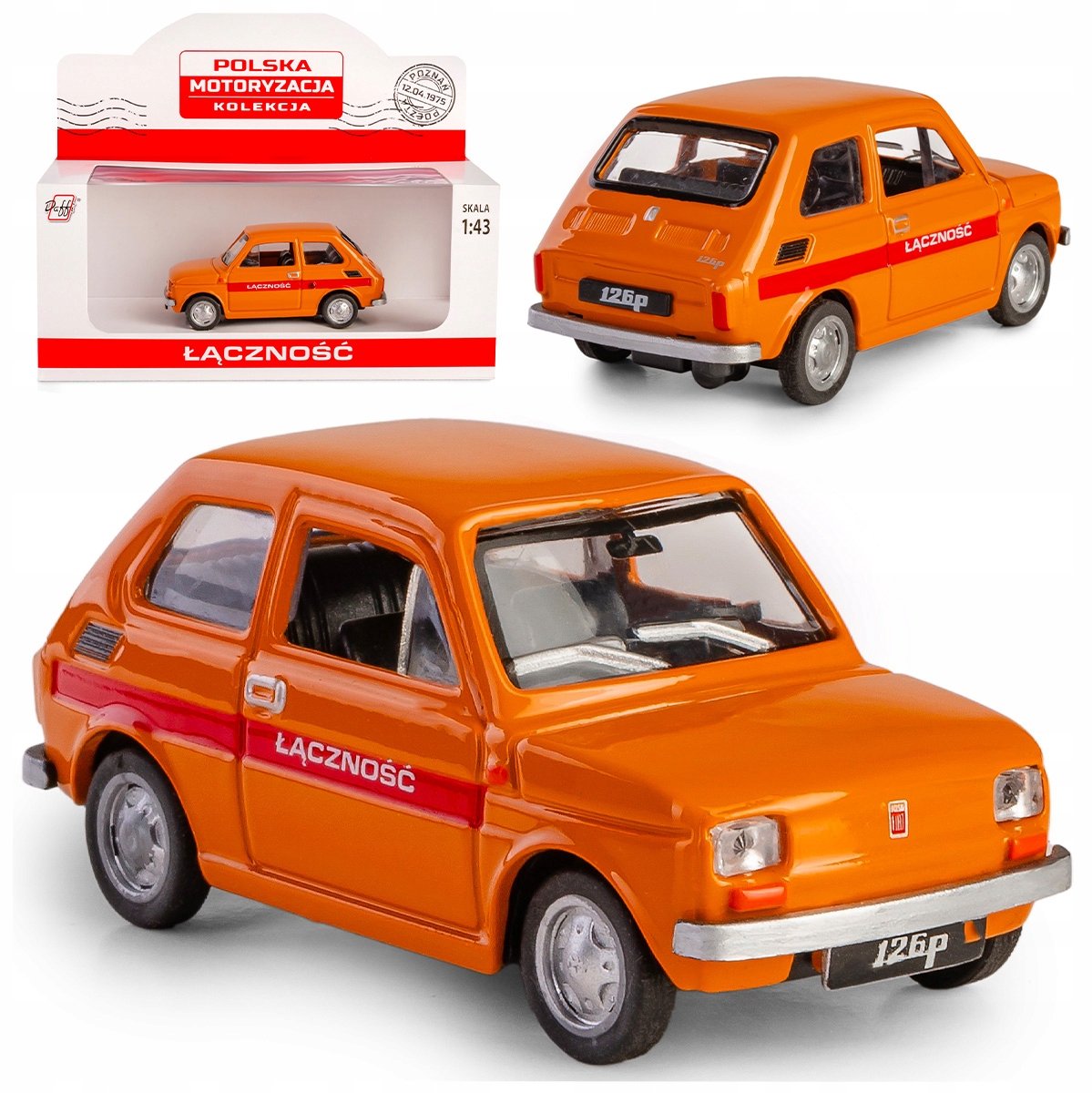 Merkloos Fiat 126p 'Łączność' Automodel 1:43 Metaal Oranje