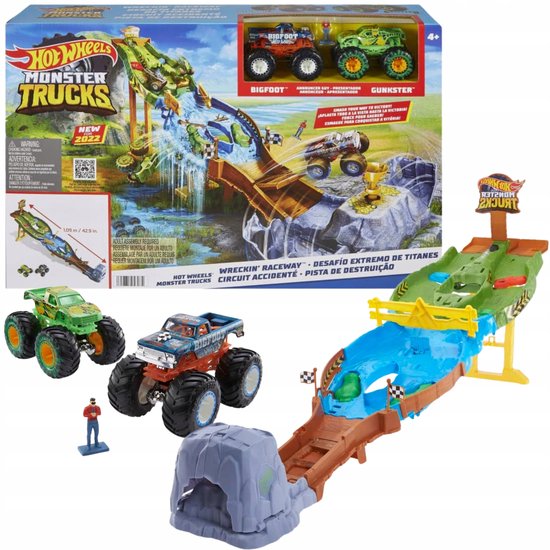Hot Wheels Monster Trucks Titanen Toernooi Racebaan met 2 Voertuigen