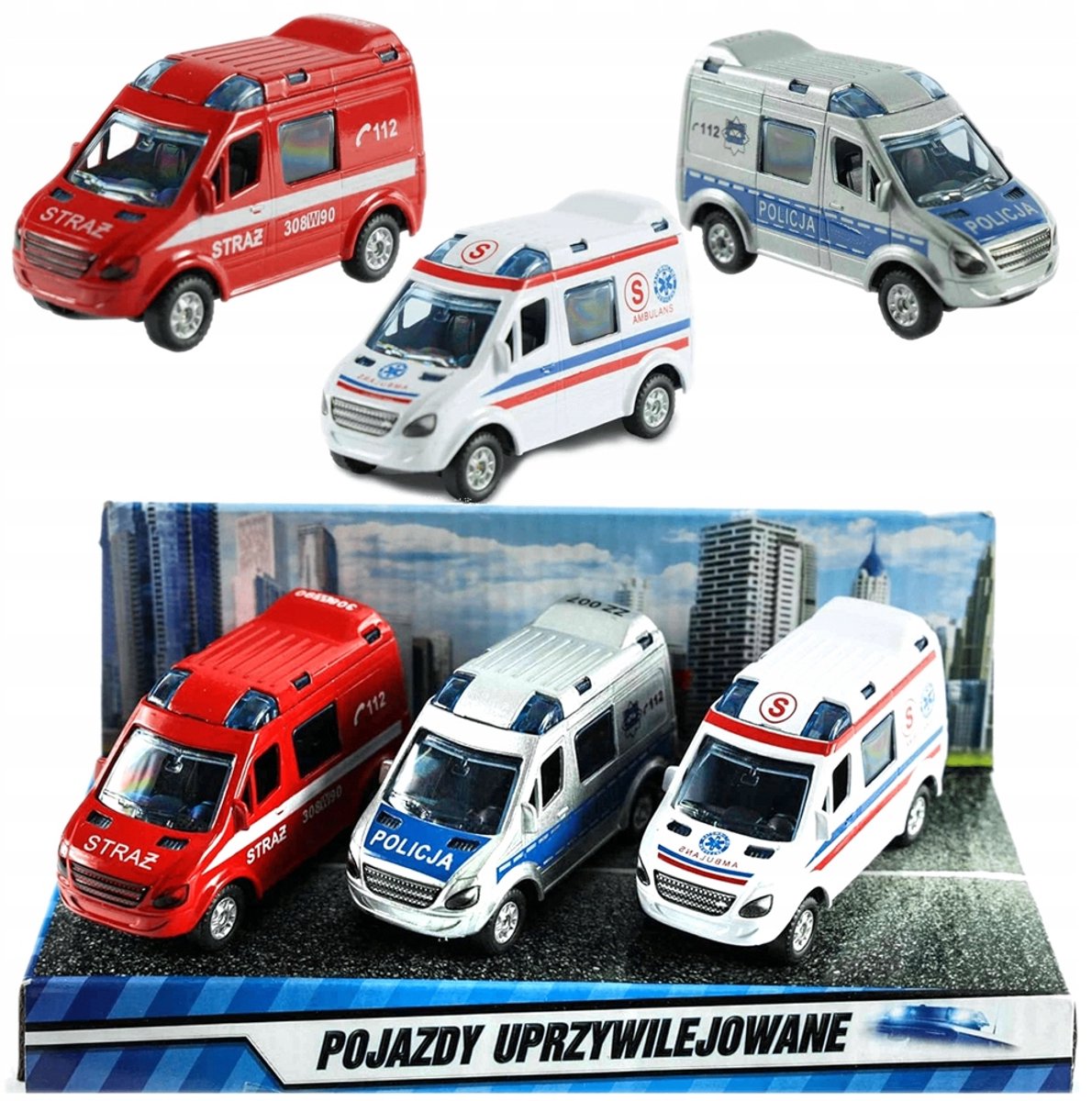 Mini Ambulance Speelgoed 8cm Metaal 3 Stuks Hipo