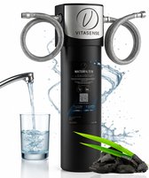 ENONEO Waterfilter Outdoor 1500L Survival waterfilter camping verwijdert 99, 99% bacteriën en protozoa waterzuiveraar drinkwaterfilter met fluitje, kompas, spiegel voor reizen wandelen (blauw