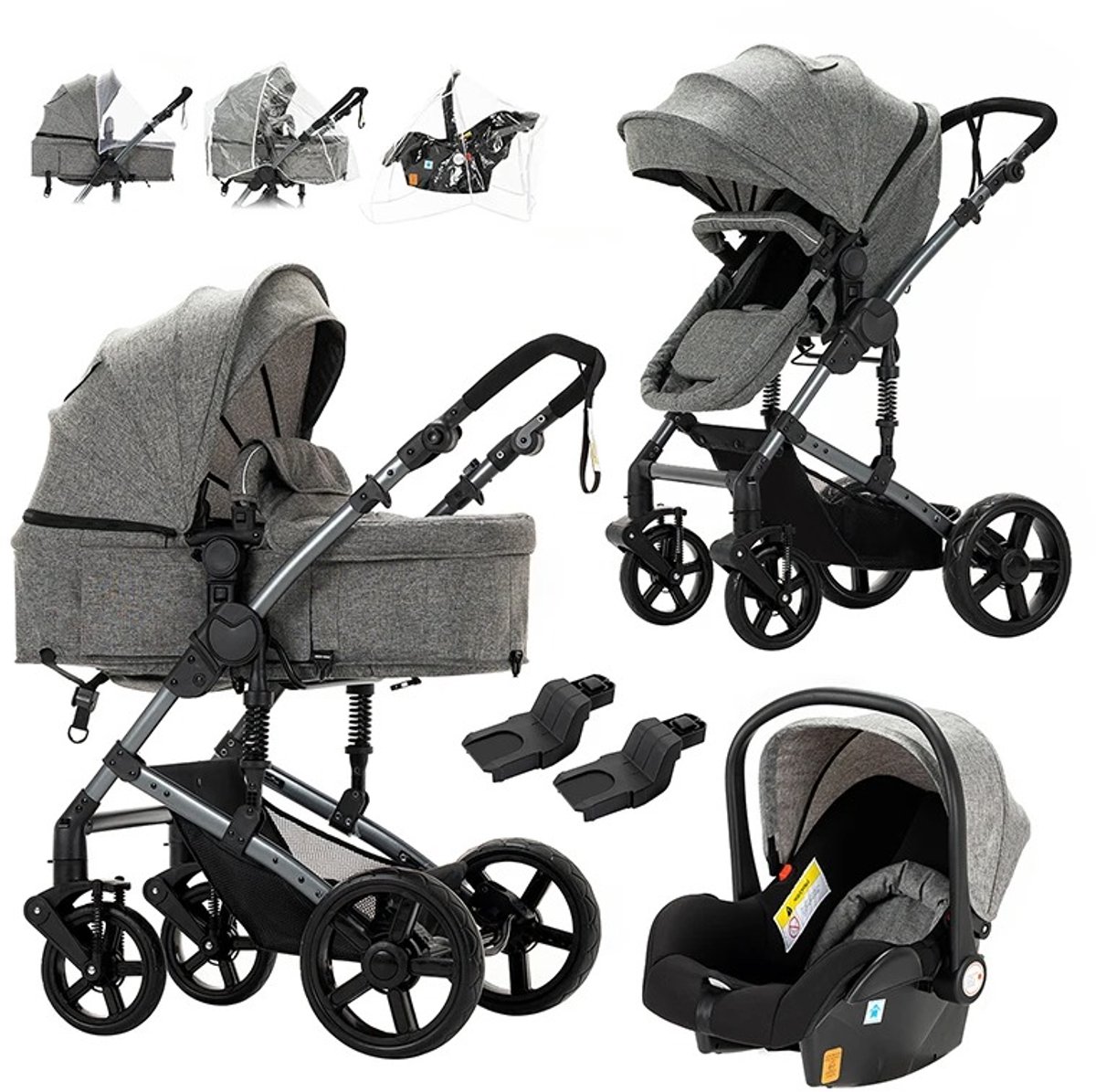 Novendo Goods - Kinderwagen 3 in 1 - Inclusief autostoel -