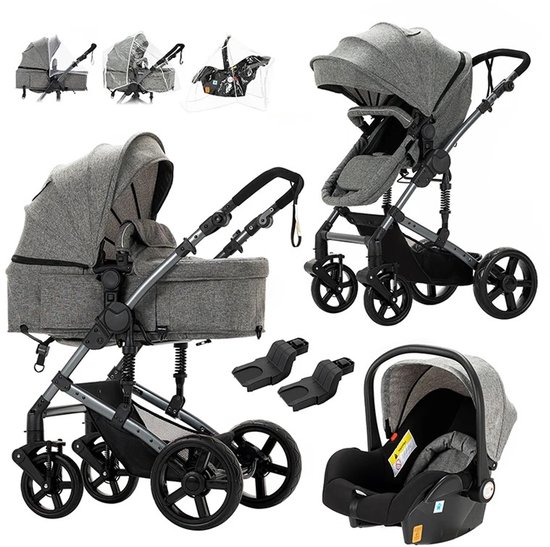 Novendo Goods - Kinderwagen 3 in 1 - Inclusief autostoel - - Novendo - €169,95