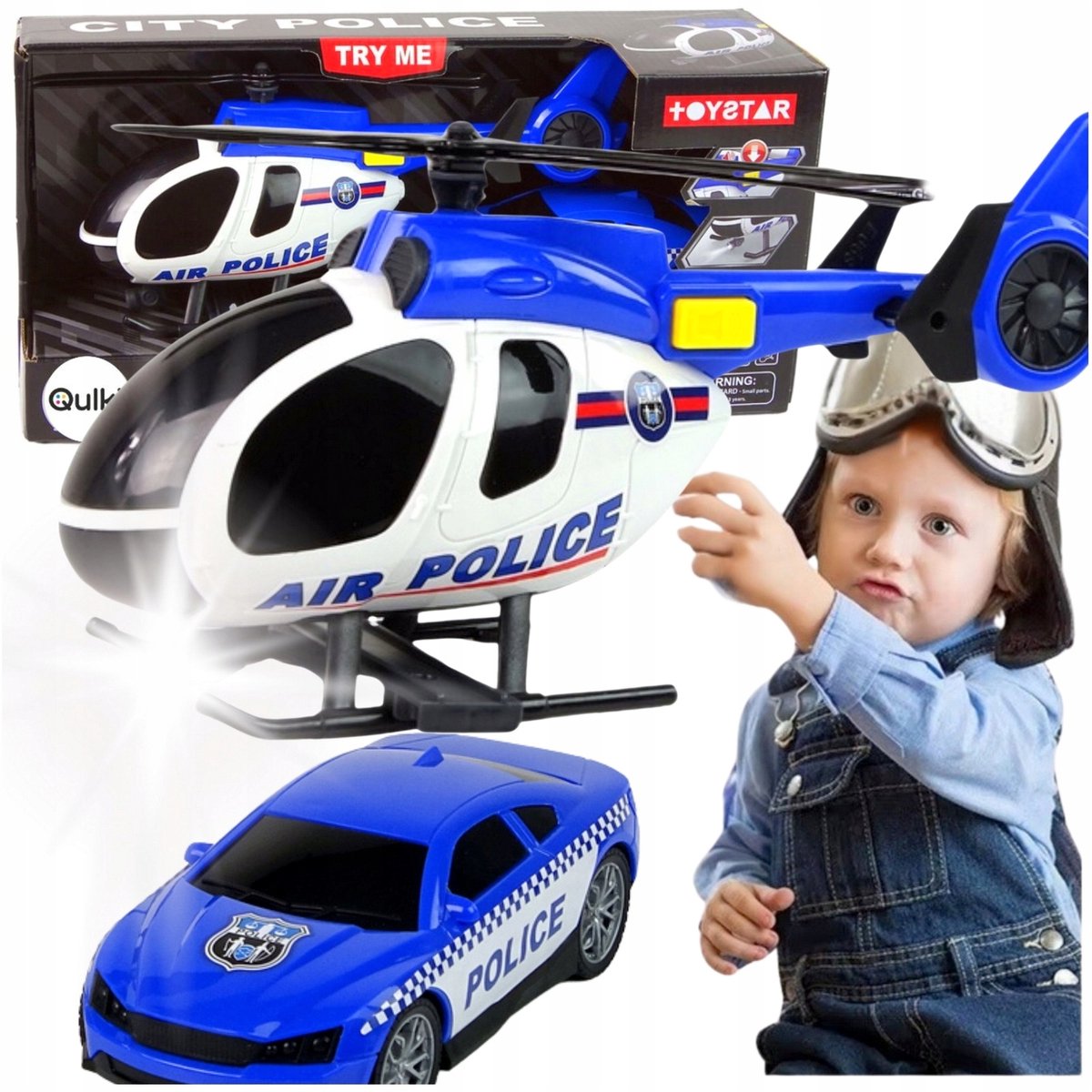 Politie Helikopter & Auto Set met Licht en Geluid - 3 Jaar+