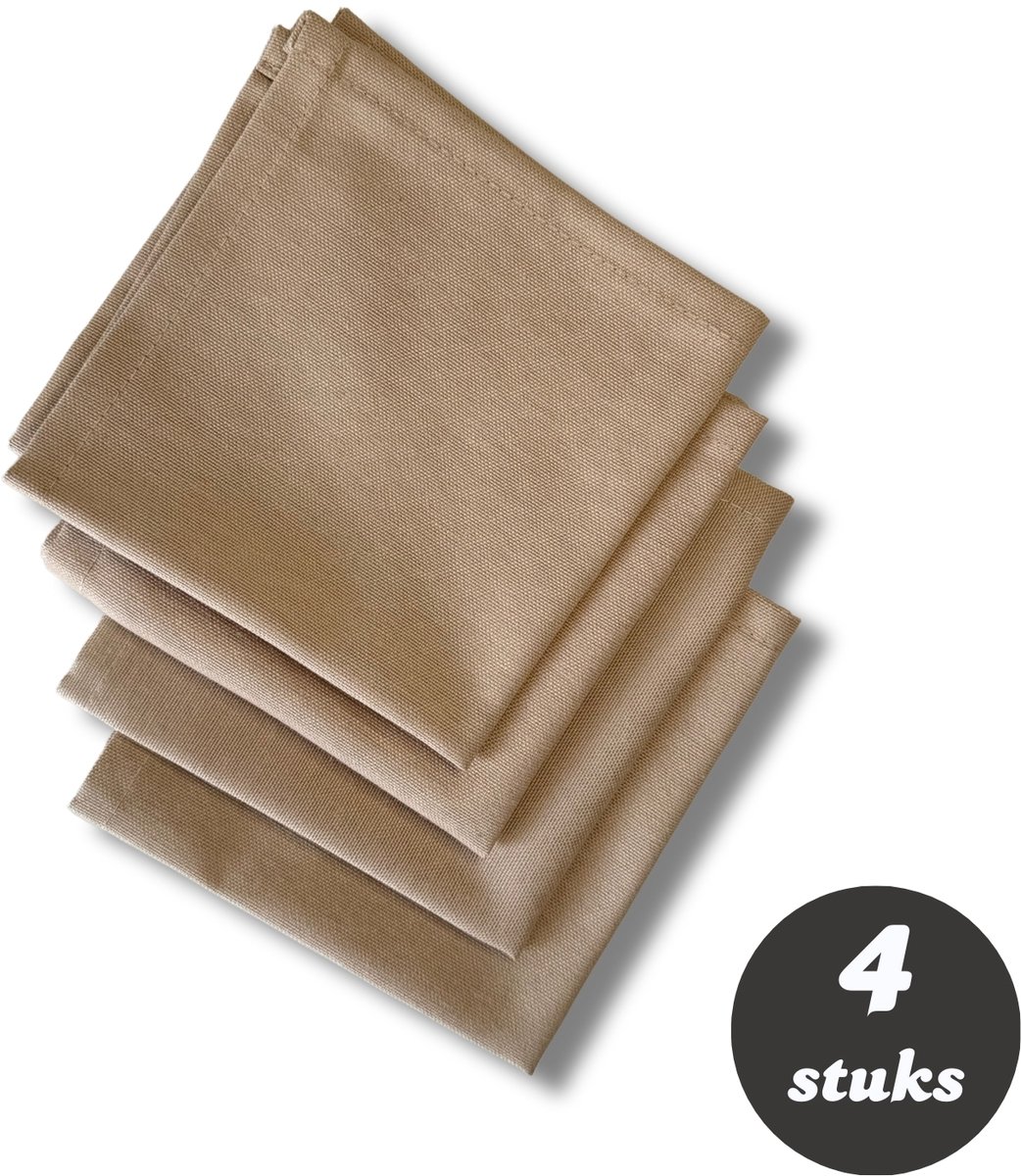 Tavas Servetten - 30 x 30 cm - Set van 4 stuks - Beige - Katoen - Tafeldecoratie