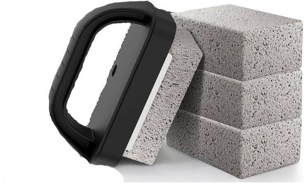 Heavy Duty Grillreiniger- Grillreinigingssteen met handvat- Puimsteen voor het verwijderen van vlekken op Grill- Zwembad- Spoelbak (4-pack)