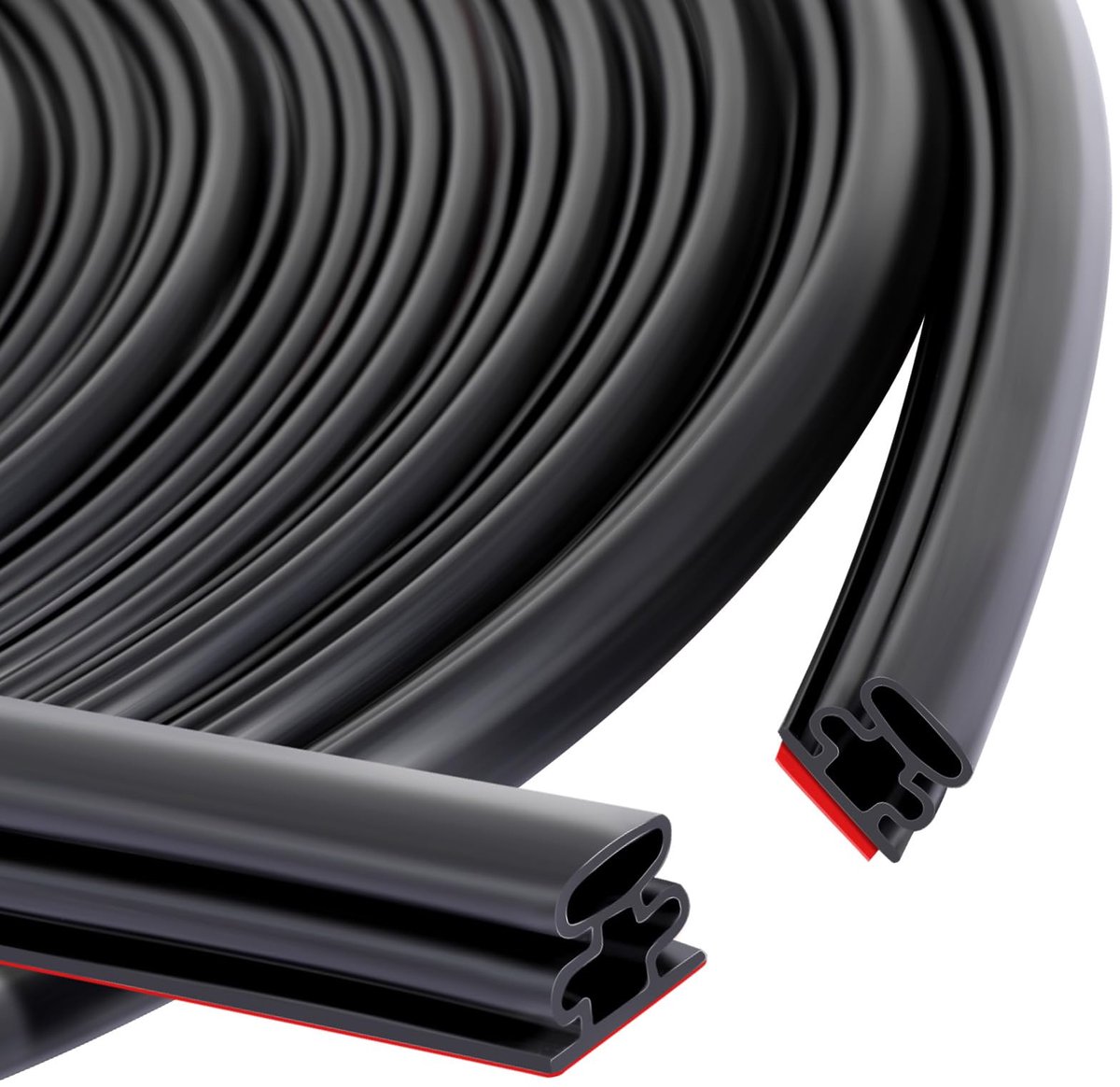 Afdichtingstape, zelfklevend, voor deuren ramen, 6 mm (B) x 1,5 mm (D)/20 m (L) schuimband, deurafdichting raam, rubberen afdichting voor botsing, geluidsisolatie (2 rollen van elk 10 m lang, zwart