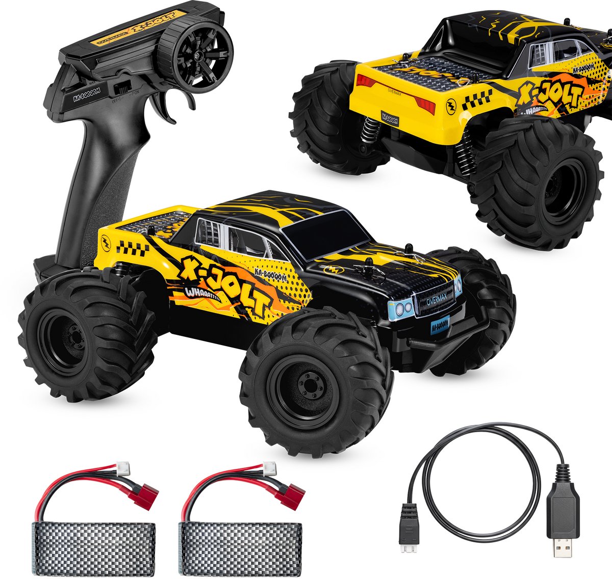 Overmax X-Jolt RC Auto – 20 km/u – Achterwielaandrijving, 2 Accu’s tot 30 min Rijtijd, Vering, Stootbumper, Offroad Banden, Plooibare Snelheidsregeling, Ergonomische Afstandsbediening – Racewagen voor Kinderen & Volwassenen - Bestuurbare Auto — afbeelding 20