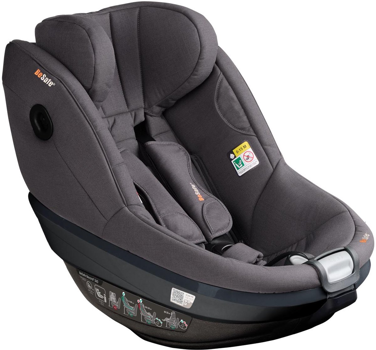 BeSafe Beyond² 360 - Autostoel - Autostoel baby - Autostoeltje - Autozitje - 61cm-125 cm - autostoel 6 md- 6 jaar -Dark Grey Mélange